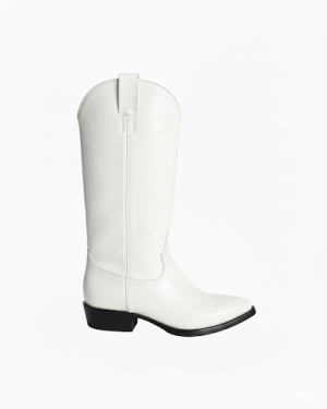bota vaquera lisa alta blanco